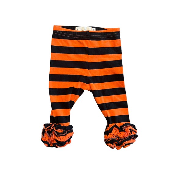 Little Sass Other - Little Sass Orange And Black Ruffle Leggings